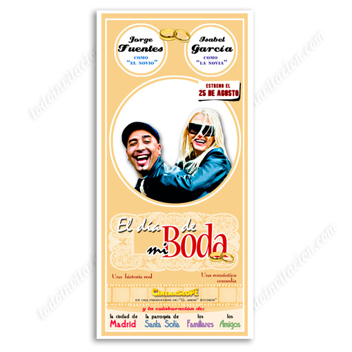 Tu invitación de boda original y divertida, “cartel de cine”