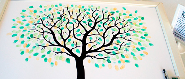 Cuadros de firmas con huellas en tu boda, bautizo o comunión (árbol de huellas)