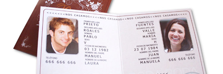 Invitación de boda pasaporte
