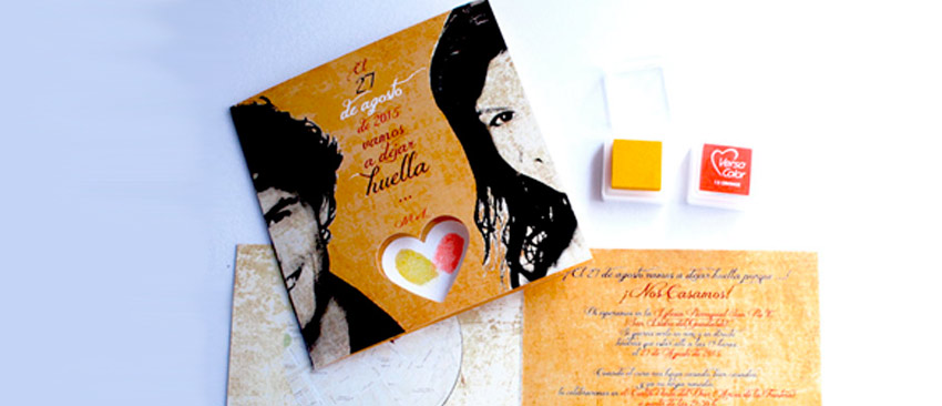 Invitación original de boda con “HUELLAS DACTILARES”