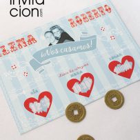 Invitación de boda original: RASCA Y GANA